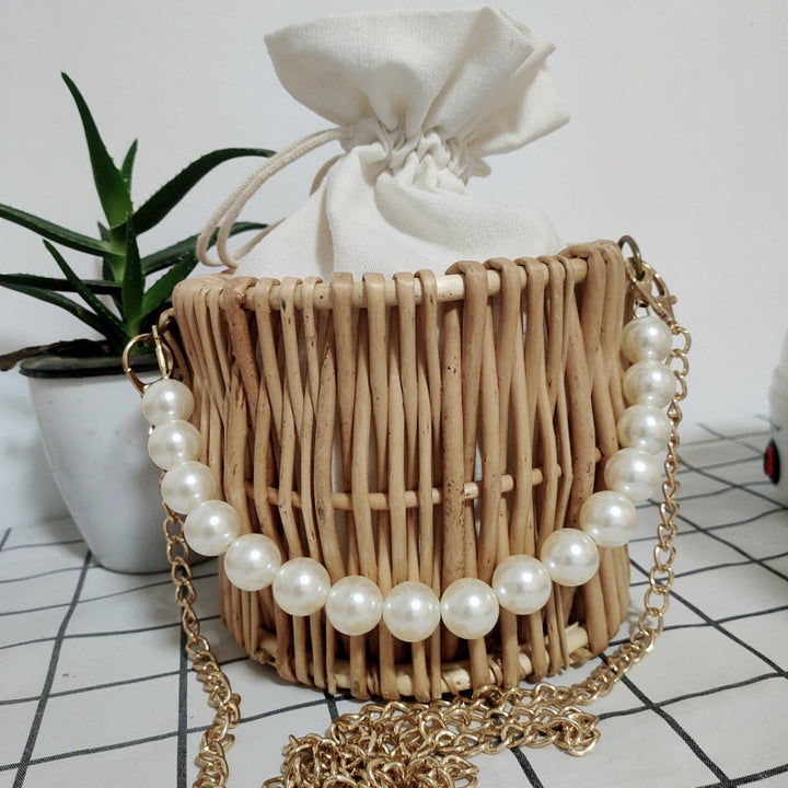 Women's basket bag with pearl jewelry closure Stornfield