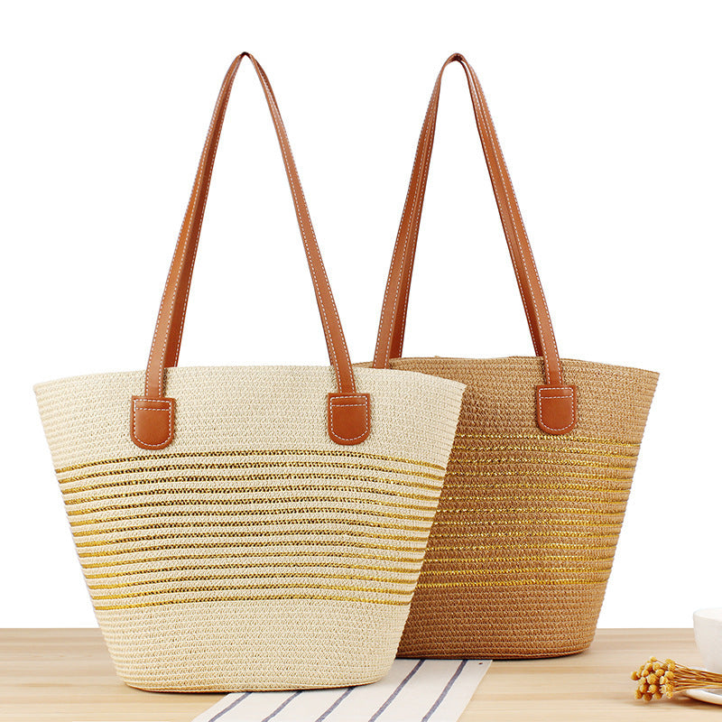 Straw bag in modern stripe look Stornfield