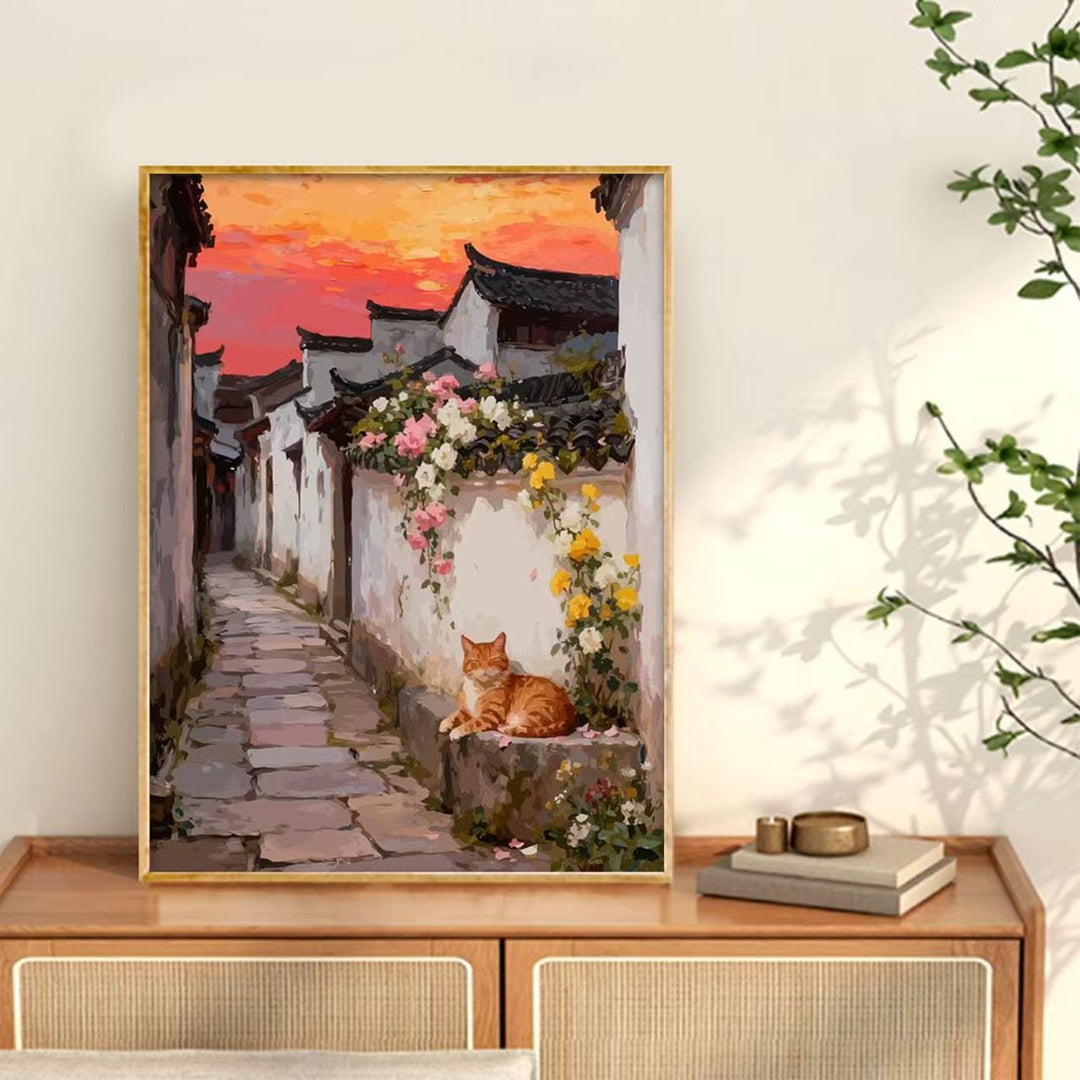 Yawning Cat Canvas Wall Art Print Stornfield