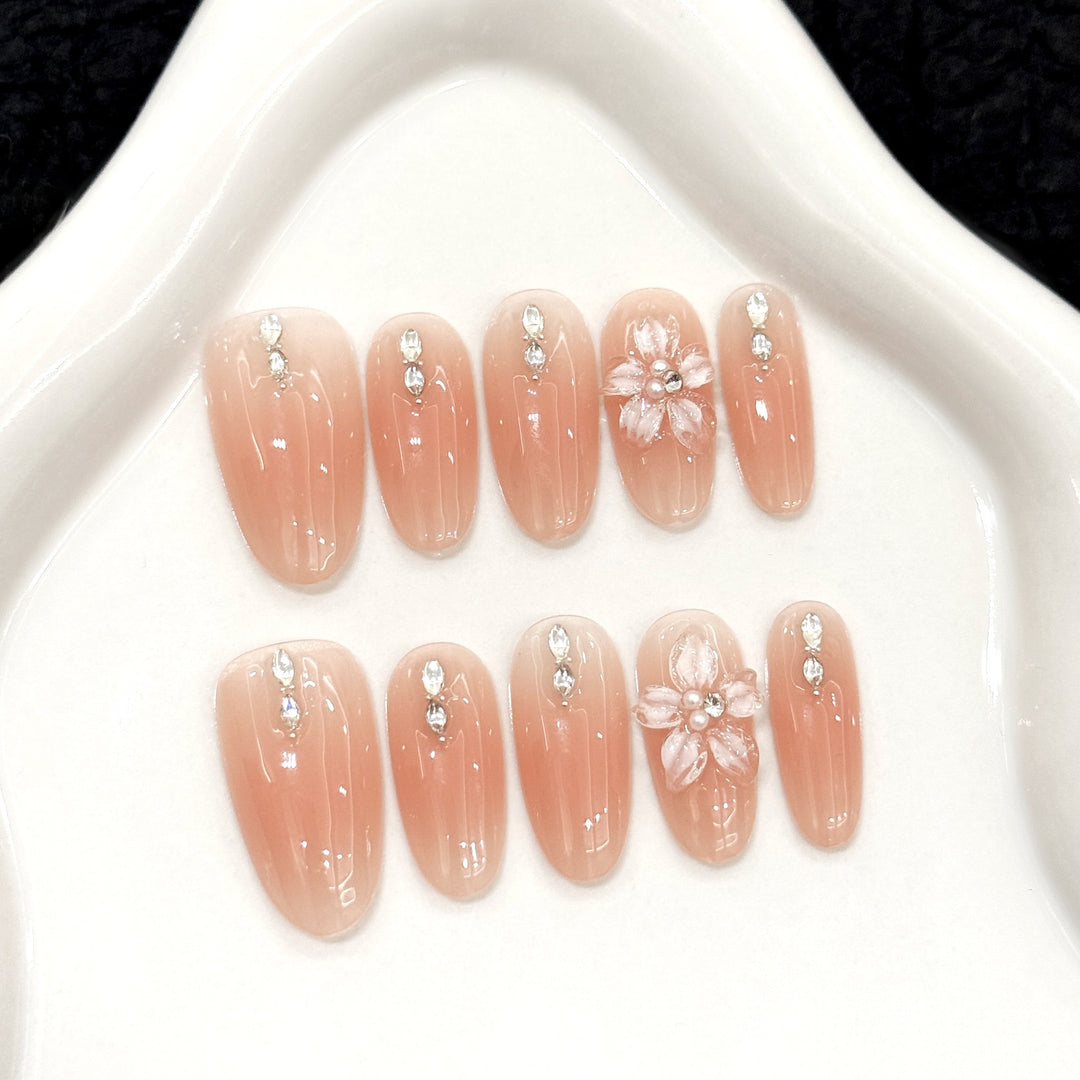 Decorative Floral Accent Press-On Nail Art