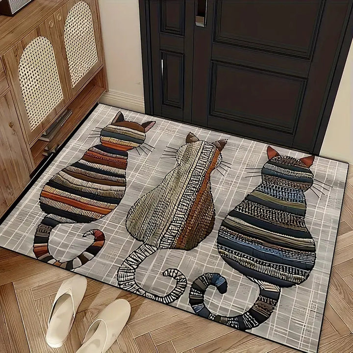 Playful Cat-Themed Indoor Area Mat