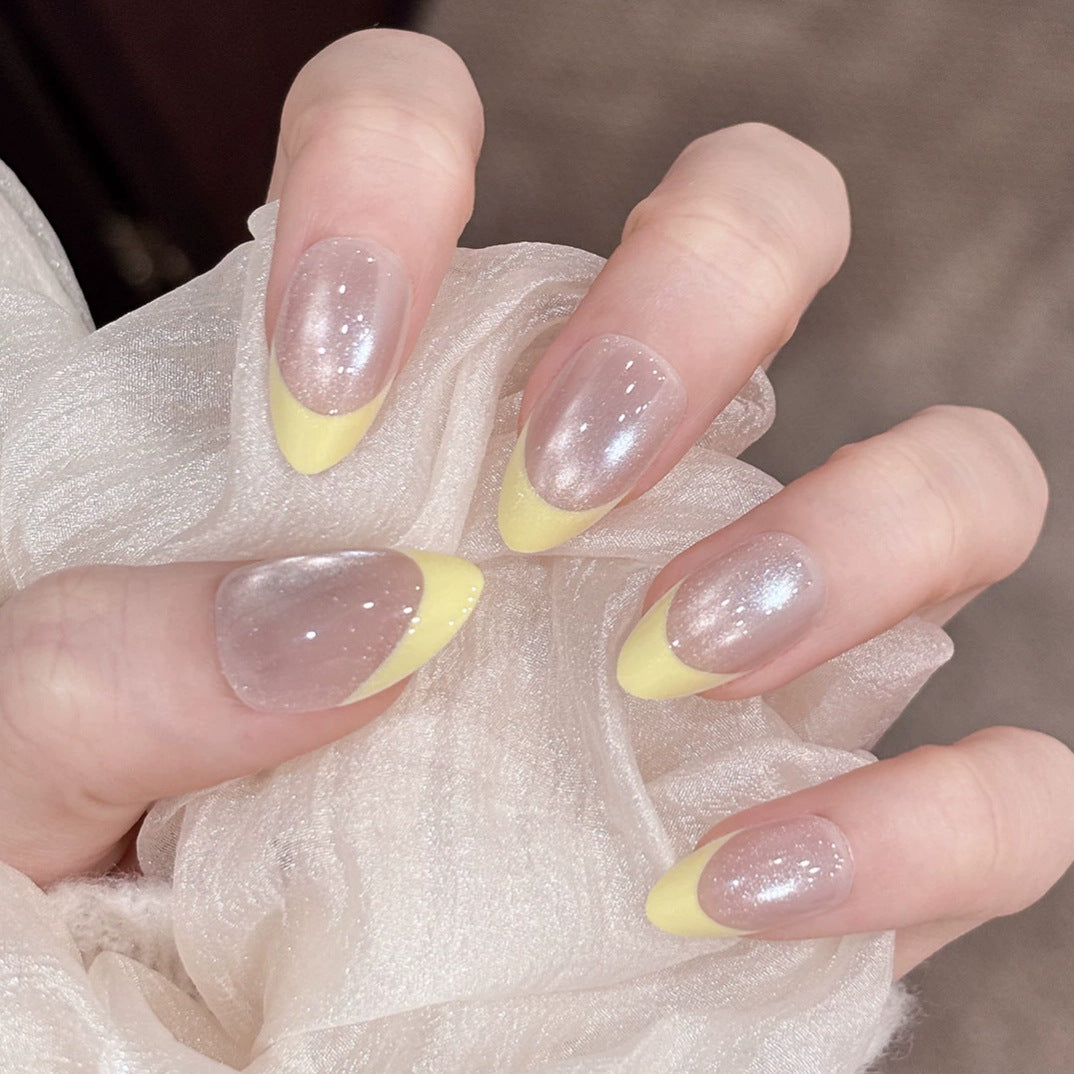 Elegant Glitter French Tip Press-On Nails