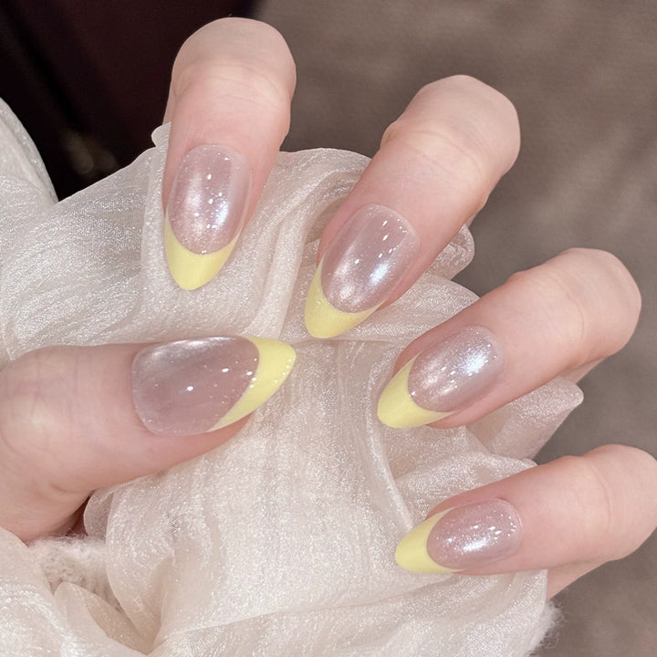 Elegant Glitter French Tip Press-On Nails