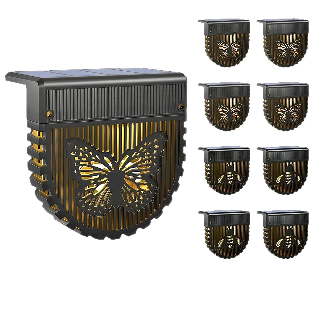 Decorative Solar Garden Wall Lanterns With Laser Cut Bee And Butterfly Motifs Stornfield