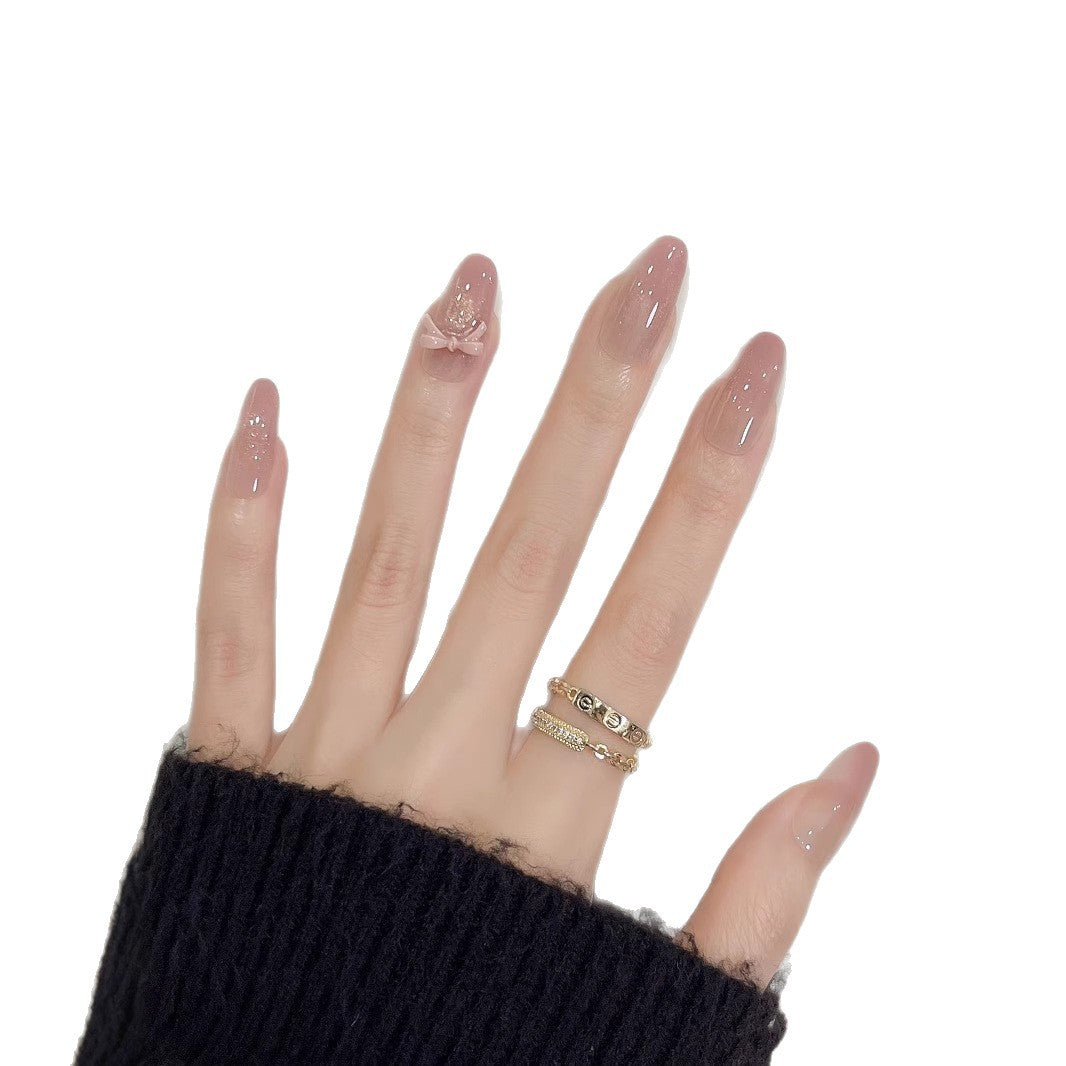 Decorative Nail Art Press-On Set with Glitter Accents