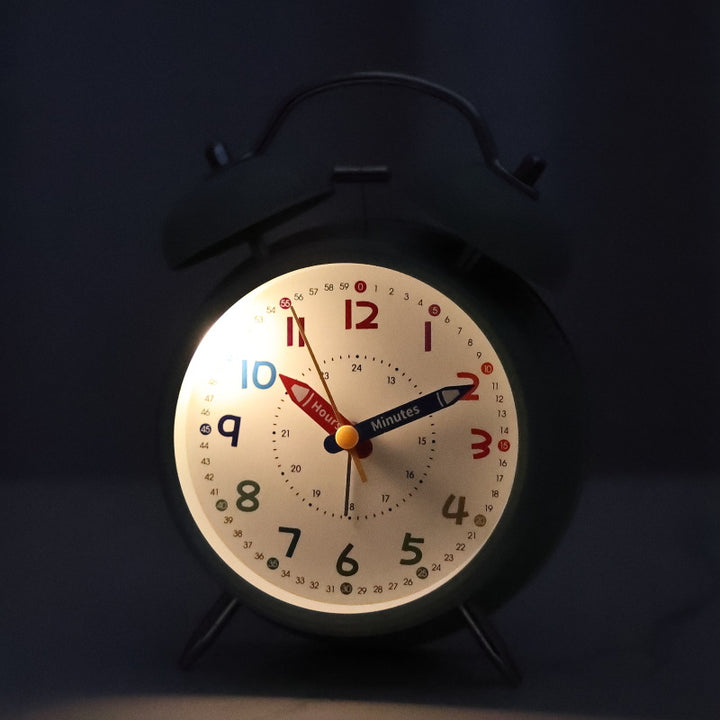 Learning clock with double bell mechanism Stornfield