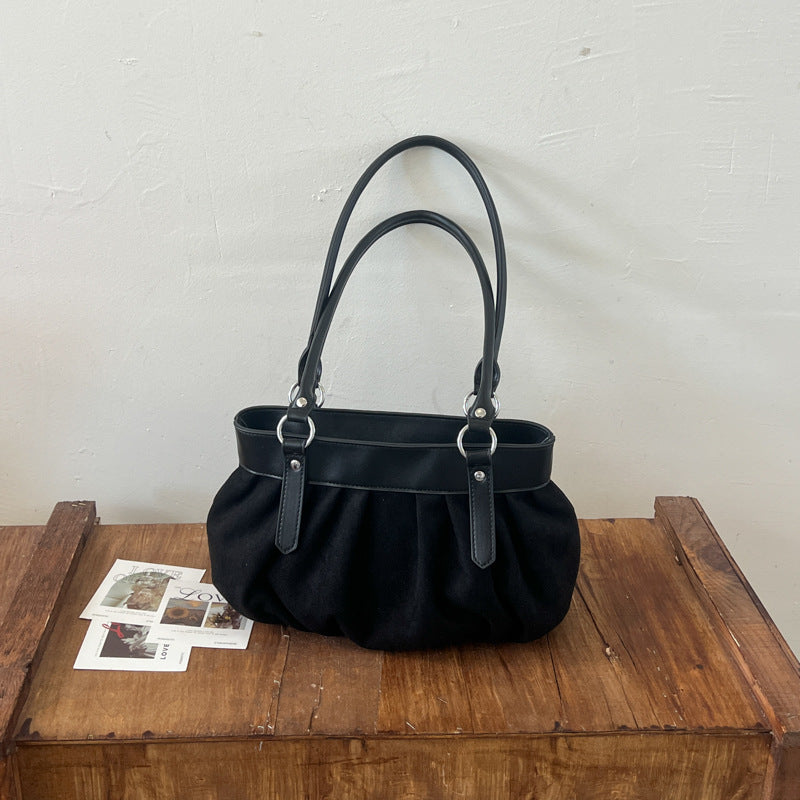 Gathered Suede Handbag