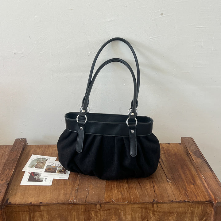 Gathered Suede Handbag