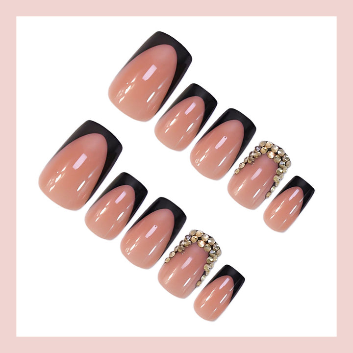 Acrylic nail set with elegant French design and glamorous accents Stornfield