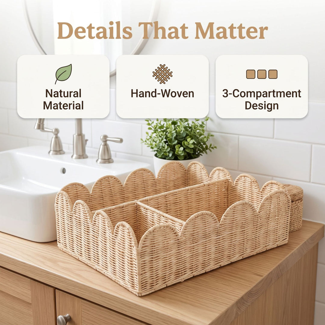 Stylish organizer basket with wavy edge Stornfield