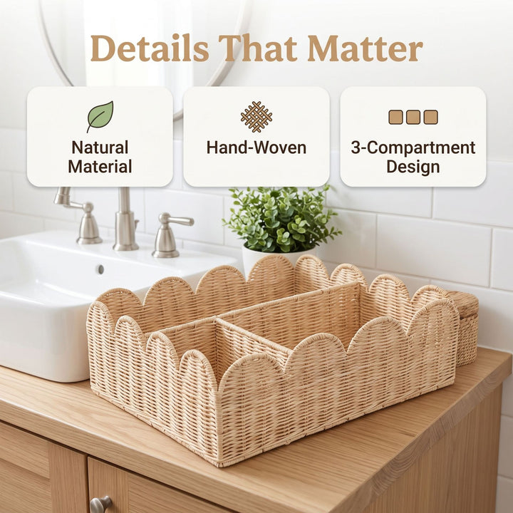 Stylish organizer basket with wavy edge Stornfield