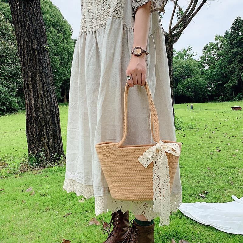 Elegant Bast Handbag with Lace Accent Stornfield