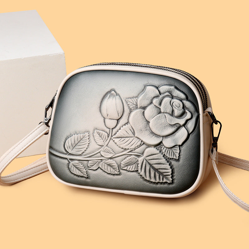 Floral Embossed Crossbody Bag