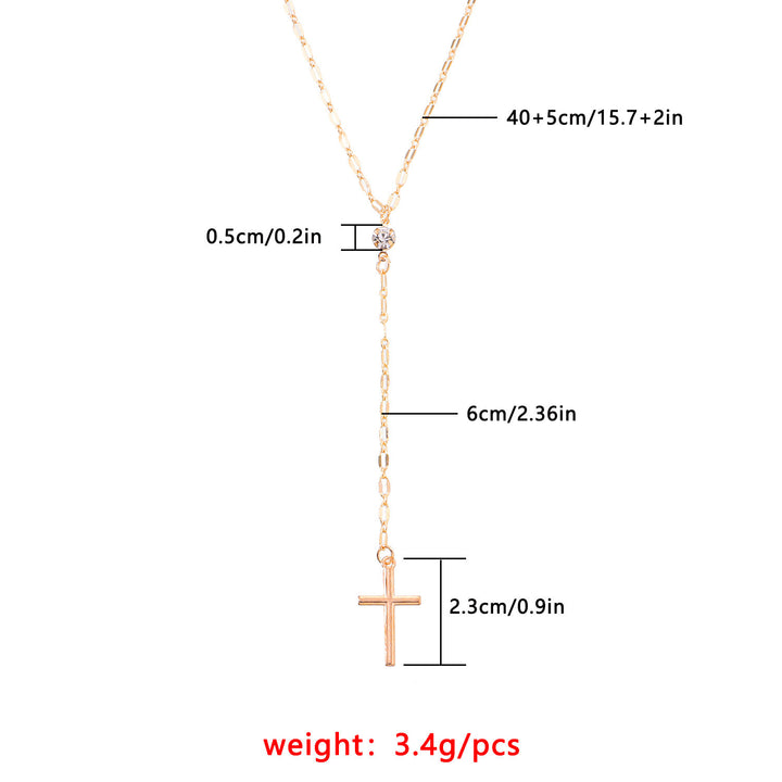 Dainty Cross Lariat Necklace Stornfield