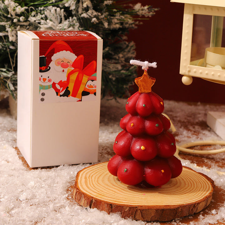 Hand-Poured Christmas Tree Hanging Decorative Wax Candle with Star Top