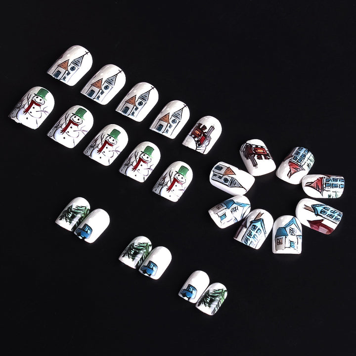 Festive Winter-Themed Press-On Nail Art Set Stornfield