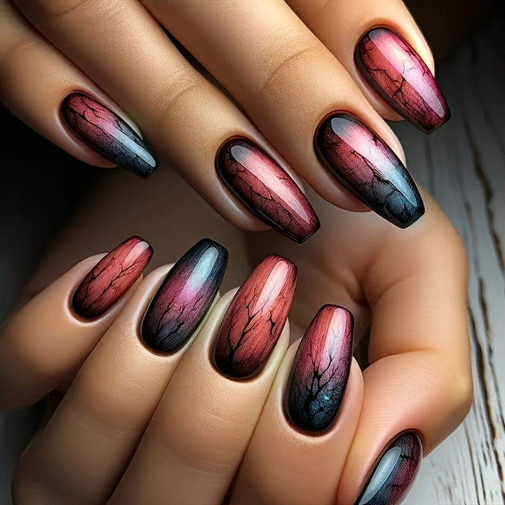 Trendy Artificial Nail Set with Gradient and Lacquer Effect Stornfield