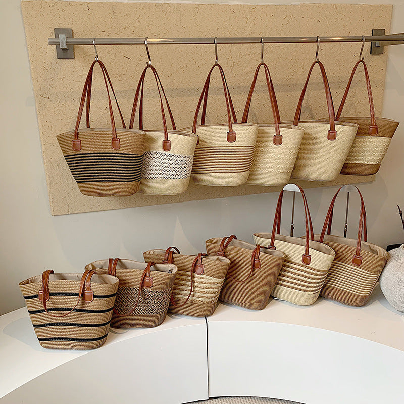 Woven Straw Beach Tote Bag
