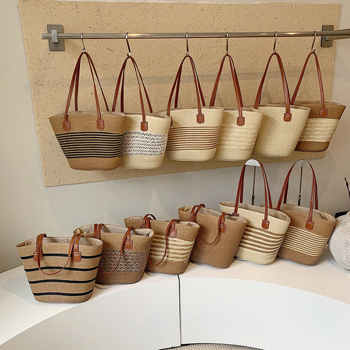 Woven Straw Beach Tote Bag