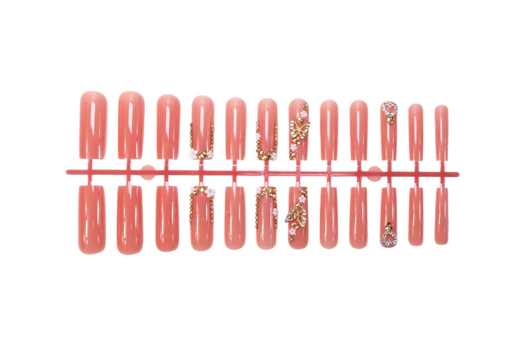 Acrylic nail set with glamorous 3D decorations and elegant design Stornfield