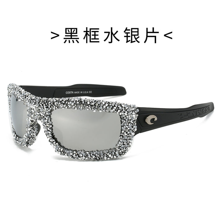 Women's sporty sunglasses with sparkling rhinestone frame Stornfield