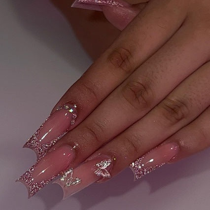 Glittery Stiletto Nail Extensions