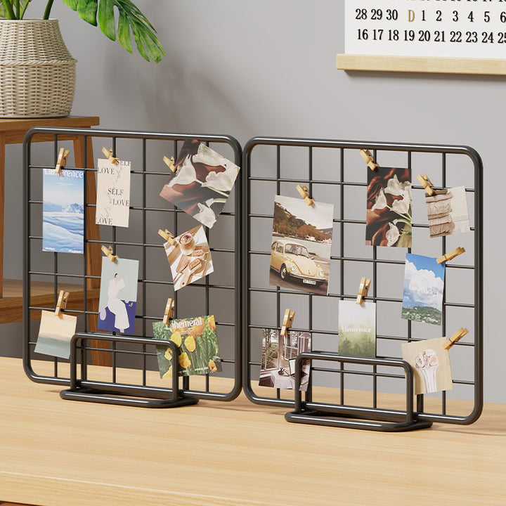 Desktop Wire Photo Grid Display with Stand and Mini Clips