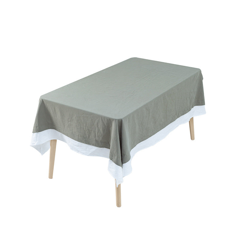 Premium linen rectangular tablecloth with contrast trim