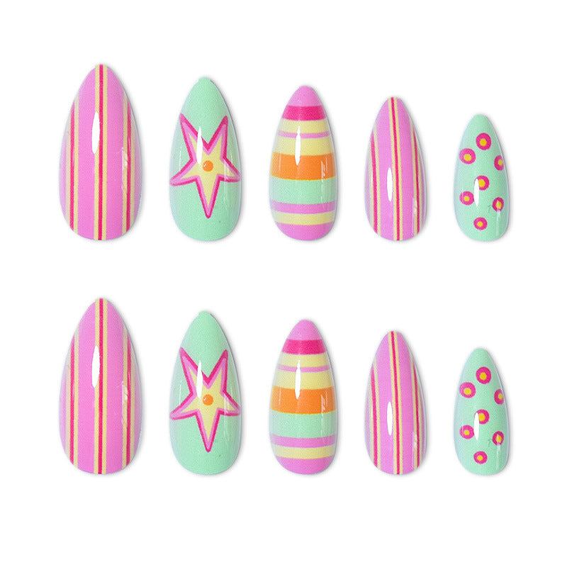 Themed Vibrant Press-On Nail Art Stornfield