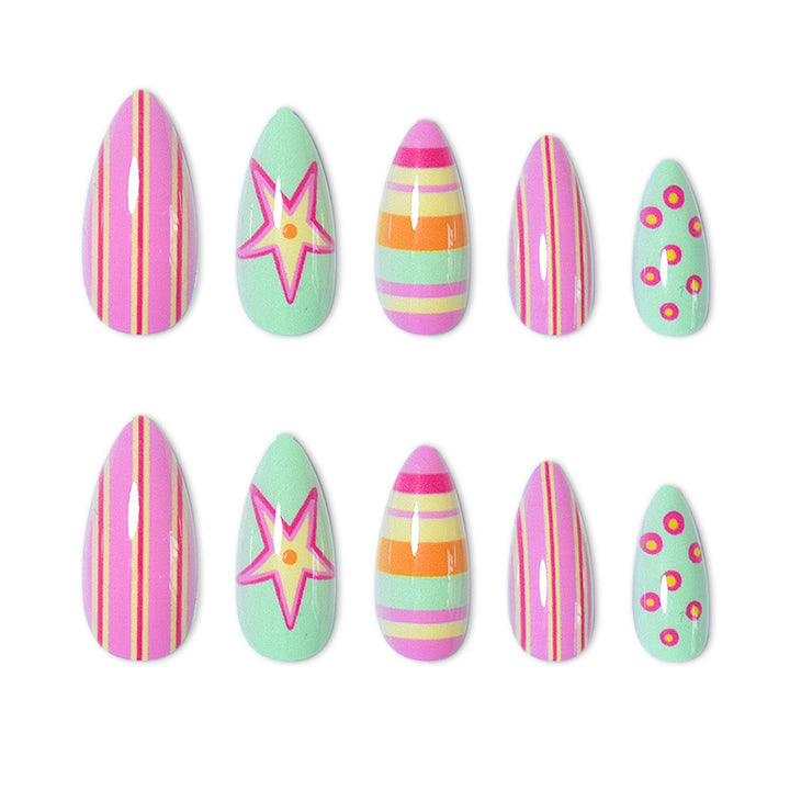 Themed Vibrant Press-On Nail Art Stornfield