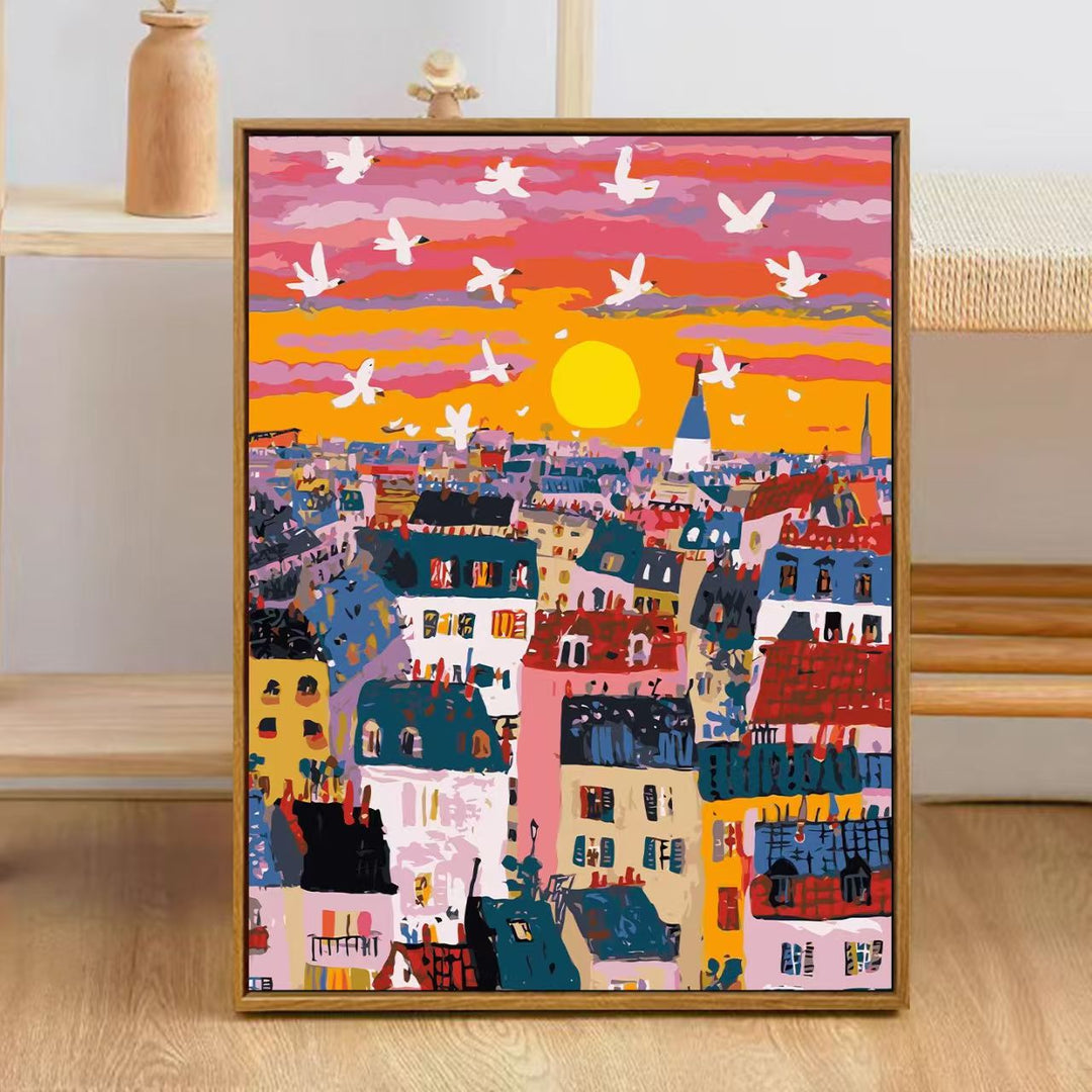 Colorful City Skyline Art Print Stornfield