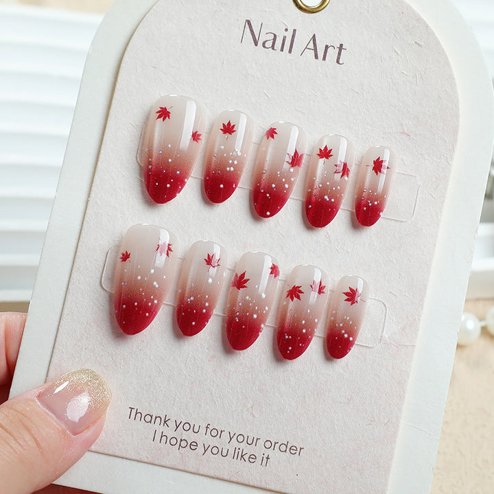 Artistic Autumn Leaf Press-On Nail Art Stornfield