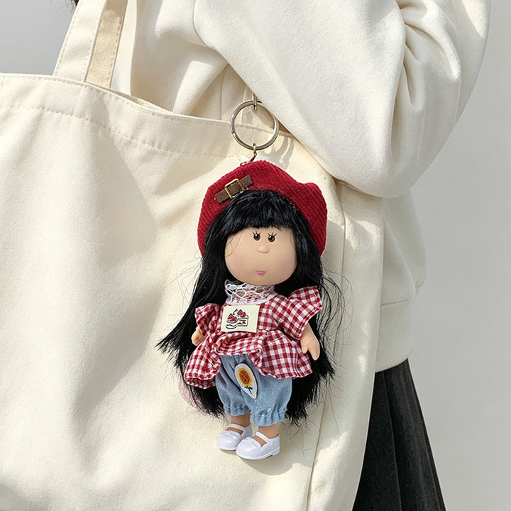 Hooded Doll Bag Charm Keychain with Denim Outfit & Loop Strap Stornfield