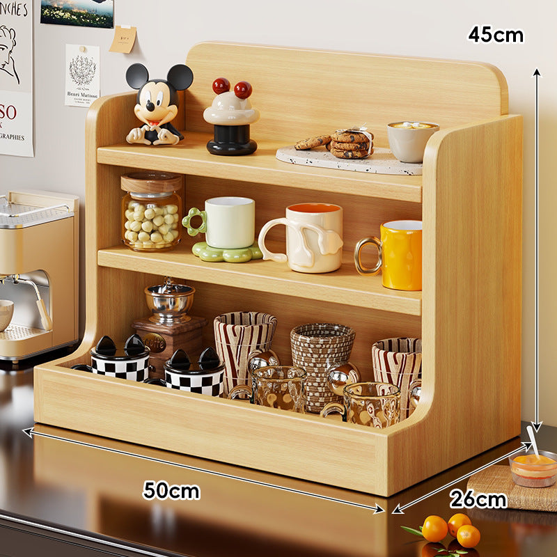 Solid Wood Countertop Multi‑Tier Mug, Jar and Spice Display Organizer