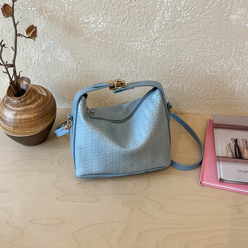 Woven Leather Hobo Handbag