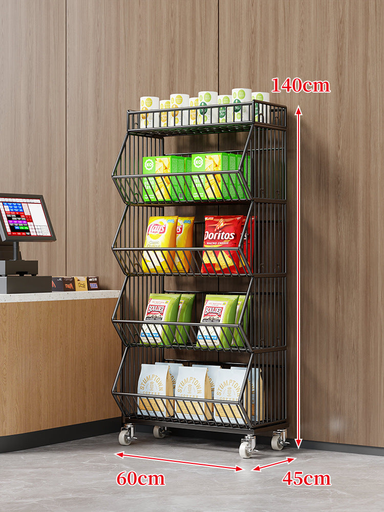 Three-Tier Mobile Wire Basket Organizer Cart