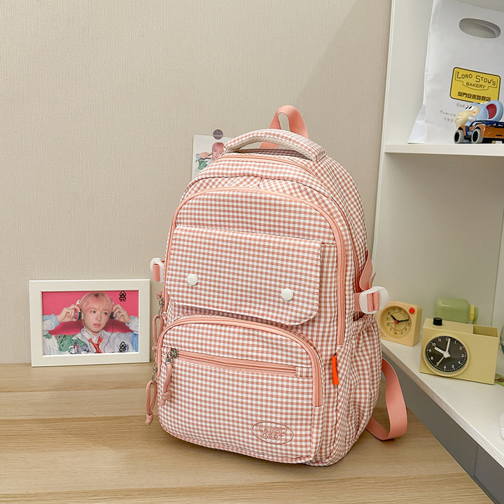 Gingham Print Multi-Pocket Backpack Stornfield
