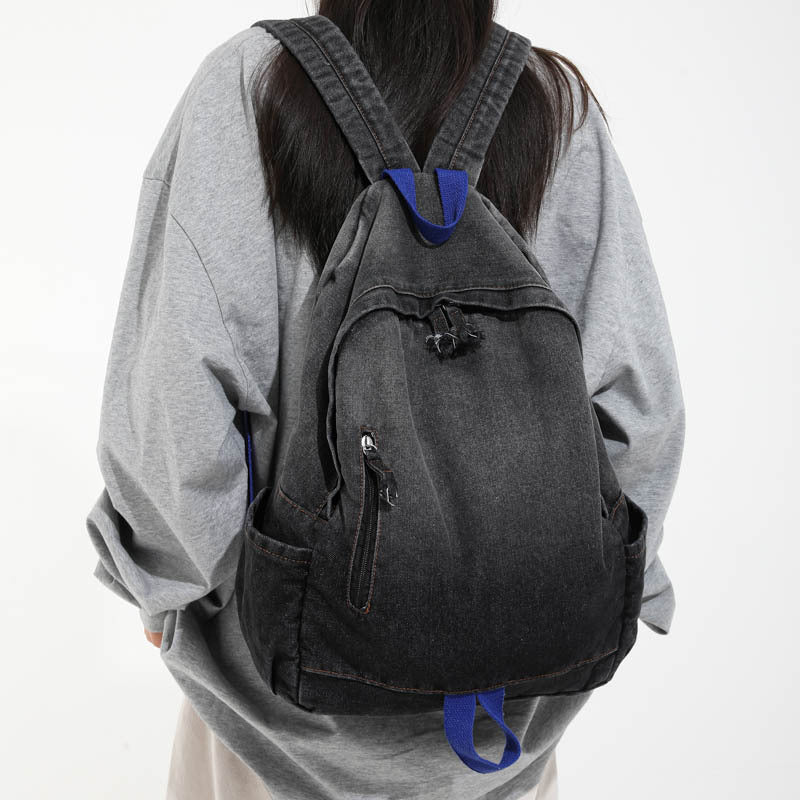 Casual Denim Wash School Backpack Stornfield