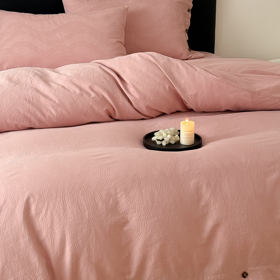 Washed Cotton Button-Closure Duvet Cover Set with Envelope Pillowcases