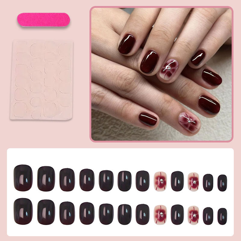 Acrylic nail set with elegant flower decorations Stornfield