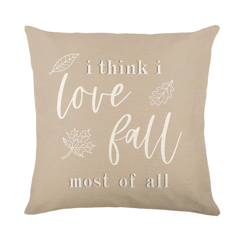 Decorative Linen-Texture Autumn Quote Throw Pillow Cover
