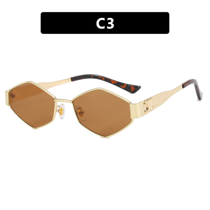 Ladies fashionable hexagonal sunglasses with protective lenses and stylish metal frame Stornfield
