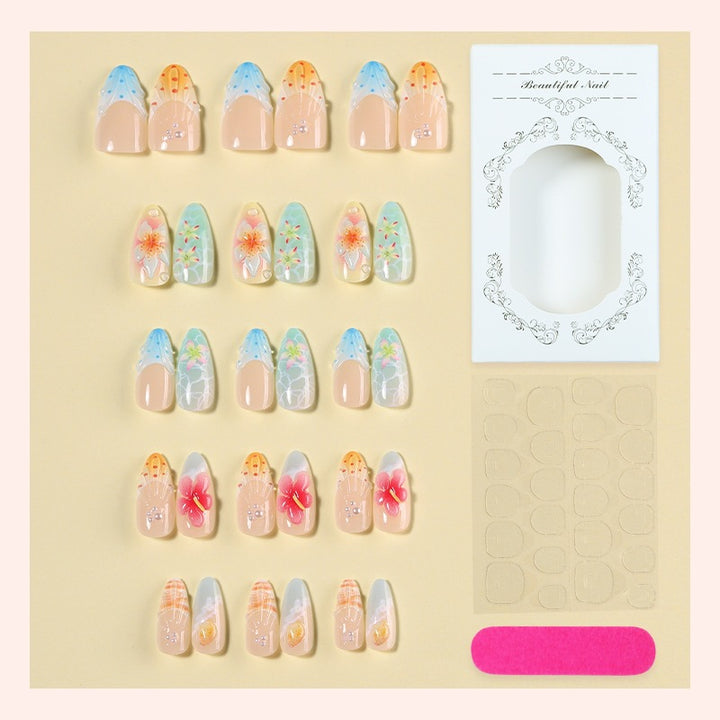 Creative nail art set with floral and colorful designs Stornfield
