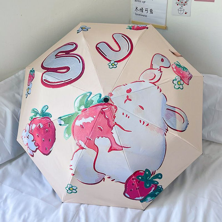 Ladies folding umbrella with cheerful strawberry motif Stornfield