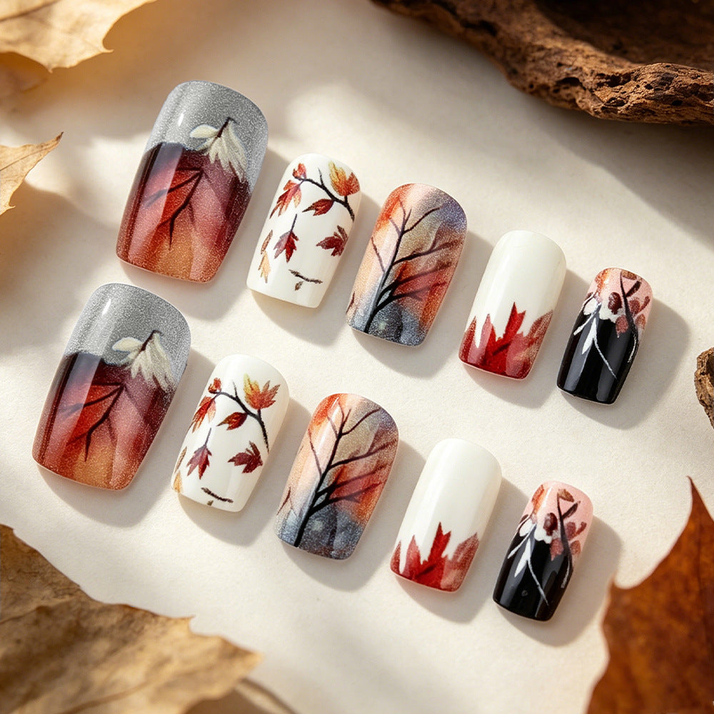 Artistic Fall-Themed Press-On Nails Stornfield