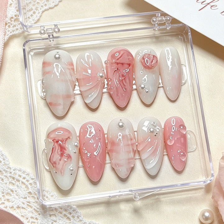 Artistic Marble Effect Press-On Nail Set Stornfield