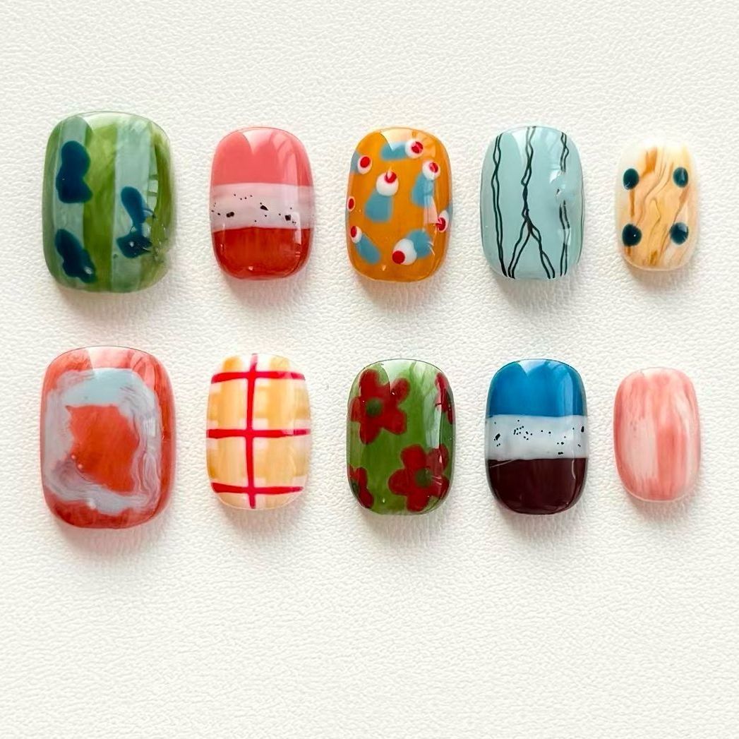 Artistic Coffee-Inspired Press-On Nail Art Set Stornfield