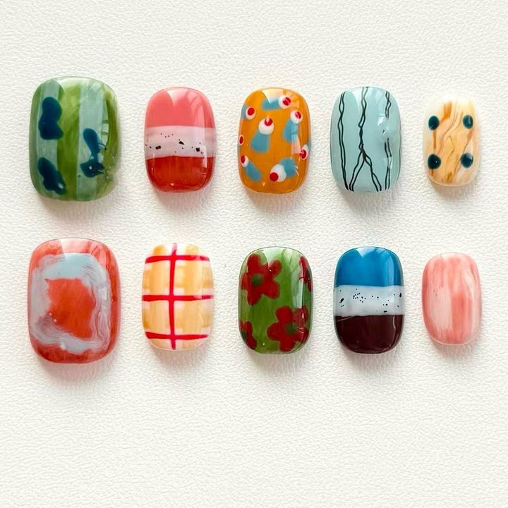 Artistic Coffee-Inspired Press-On Nail Art Set Stornfield