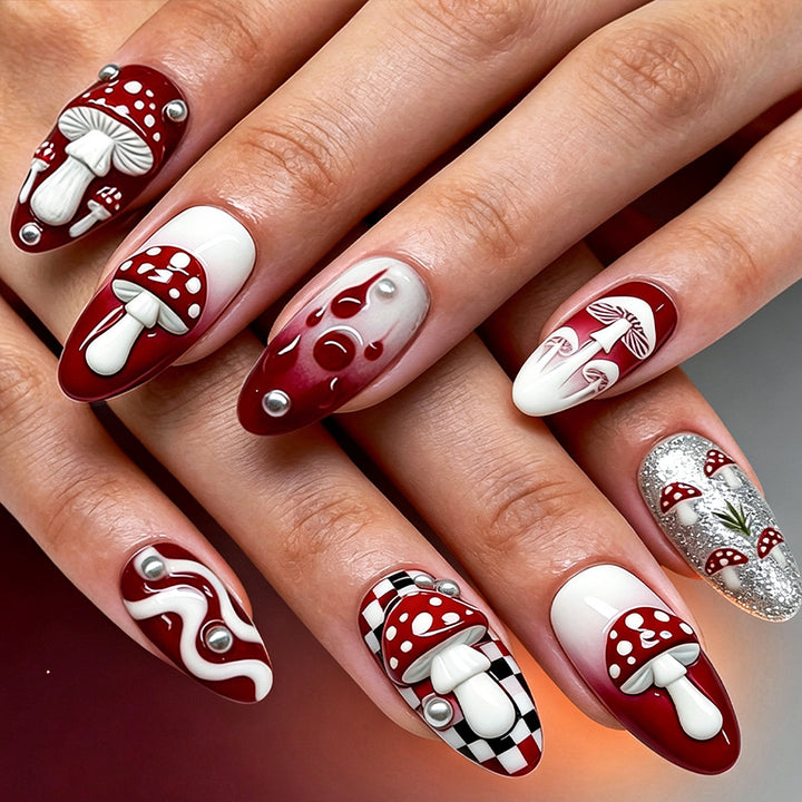 Artistic Mushroom Design Press-On Nail Set Stornfield