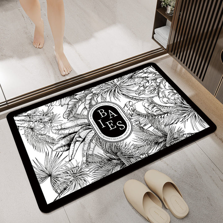 Floral Design Absorbent Bathroom Mat Stornfield